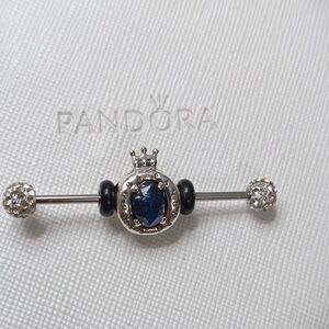 Pandora Silver Blue CZ Sparkling Crown O Charm